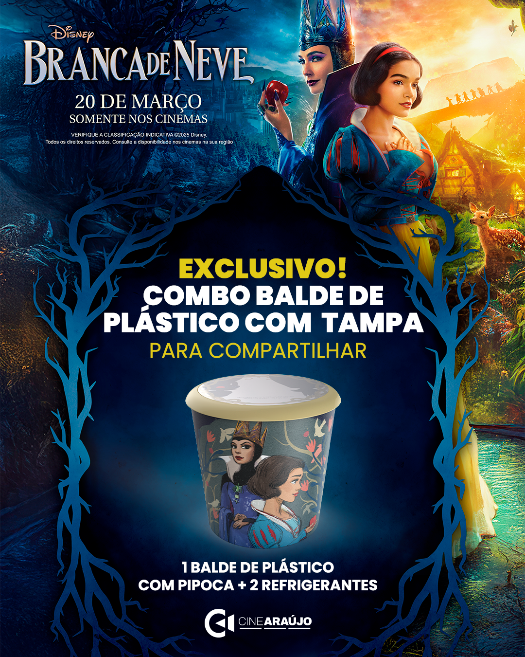 Poster Balde  de Plástico com Tampa - Branca de neve